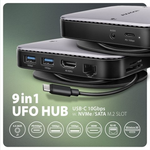 AXAGON USB-C 10Gbps UFO 9in1 Hub | HMC-UFO