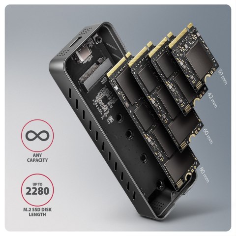AXAGON USB-C 20Gbps - M.2 NVMe SSD ARMORED Box | EEM2-20G