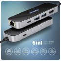 AXAGON USB-C 5Gbps GLASS 6in1 Hub | HMC-6GLN