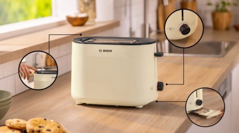 Bosch TAT2M127 MyMoment Compact toaster, 950 W, 2 slots, Beige