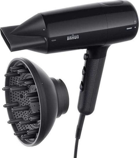 Braun Hair dryer | BRHD225E | 2200 W | Number of temperature settings 3 | Ionic function | Diffuser nozzle | Black