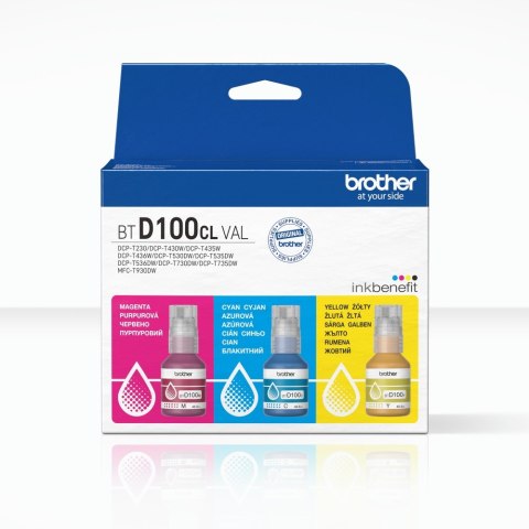 Brother BTD100CLVAL 3 Bottles Value Pack, C/M/Y