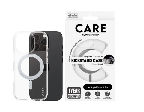 CARE by PanzerGlass Case Feature Silver Kickstand & MagSafe iPhone16 PRO | CARE