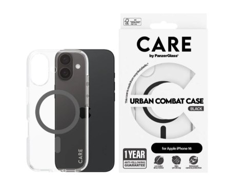 CARE by PanzerGlass Case Flagship Black MagSafe iPhone 16 | CARE