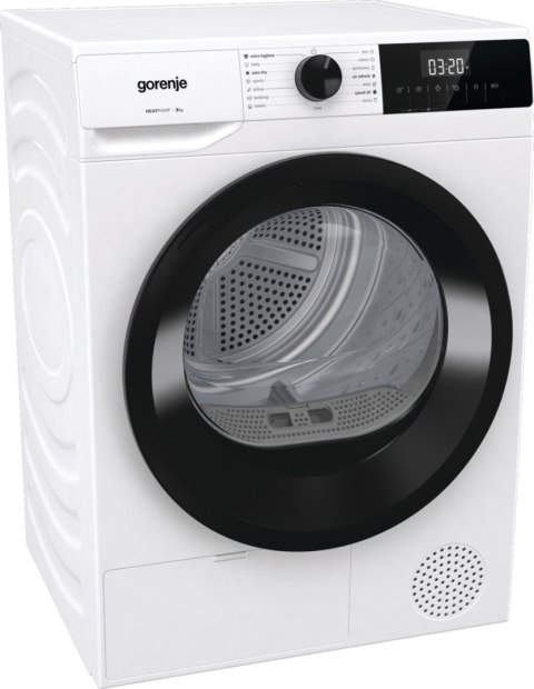 Gorenje Dryer Machine | DHNE82 | Energy efficiency class Class A++ | Front loading | 8 kg | LED | Depth 55 cm | White
