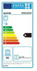 Gorenje Oven | BO6615E01B | 60 L | Electric | EnamelClean | Push pull buttons | Height 59.5 cm | Width 59.5 cm | Stainless steel