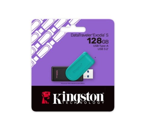 Kingston USB Flash Drive | DataTraveler Exodia S | 128 GB | USB 3.2 Gen 1 | Black/Turquoise