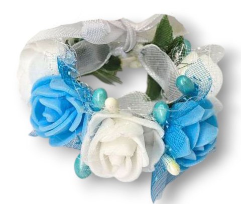 OZDOBA NA ŚWIECE DO CHRZTU PROFITKA DEKORACJA ŚWIECY Z KWIATUSZKÓW