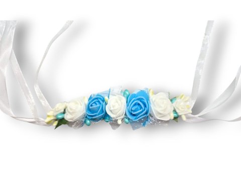 OZDOBA NA ŚWIECE DO CHRZTU PROFITKA DEKORACJA ŚWIECY Z KWIATUSZKÓW