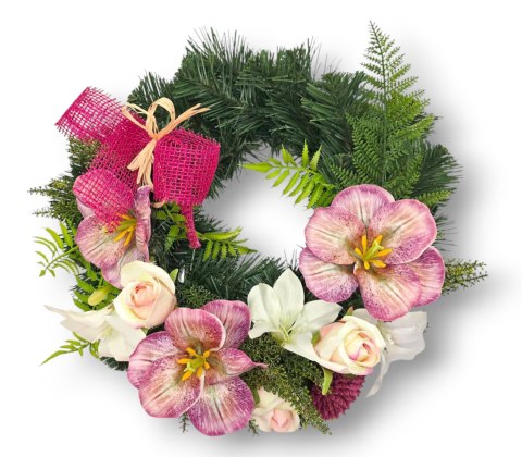 WIANEK OKRĄGŁY STROIK WIĄZANKA NA CMENTARZ DEKORACJA POD ZNICZ