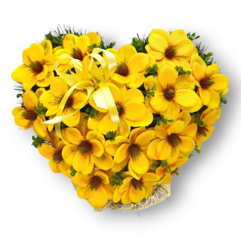 STROIK NA POMNIK SERCE XL KOMPOZYCJA KWIATOWA NA GRÓB ZÓŁTE MAGNOLIE