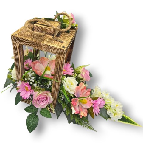 WYJĄTKOWY STROIK NA CMENTARZ GRÓB DREWNIANY LAMPION NAGROBNY LATARNIA