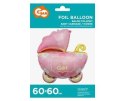 Balon foliowy WÓZEK, Baby Girl, baby shower - 60 cm