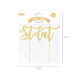 Topper na tort Sto lat złoty, 13x14 cm