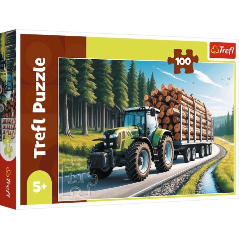 Trefl: Puzzle 100el. - Ciągnik leśny