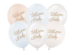 Balony, Welcome Baby, mix niebieski, 30cm, 6 szt.
