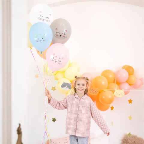 Balony lateksowe Kotki, kolorowe, 30cm, 6szt.