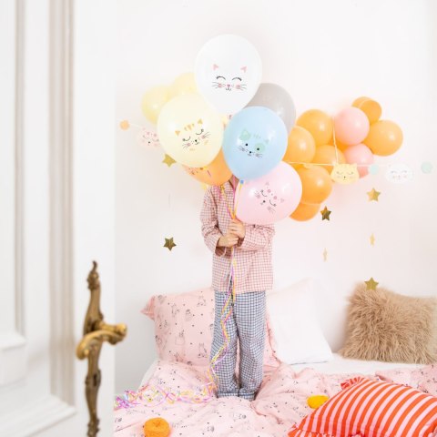 Balony lateksowe Kotki, kolorowe, 30cm, 6szt.