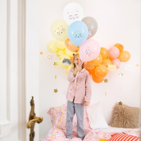 Balony lateksowe Kotki, kolorowe, 30cm, 6szt.