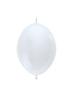 Balony z łącznikiem perłowe, białe, Pearl White, 15cm, 50szt.