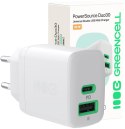 ŁADOWARKA SIECIOWA Greencell PowerSource Duo30 30W 1xUSB-C 1xUSB-A PD 3.0 QC 4.0+ biała