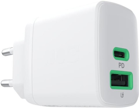 ŁADOWARKA SIECIOWA Greencell PowerSource Duo30 30W 1xUSB-C 1xUSB-A PD 3.0 QC 4.0+ biała
