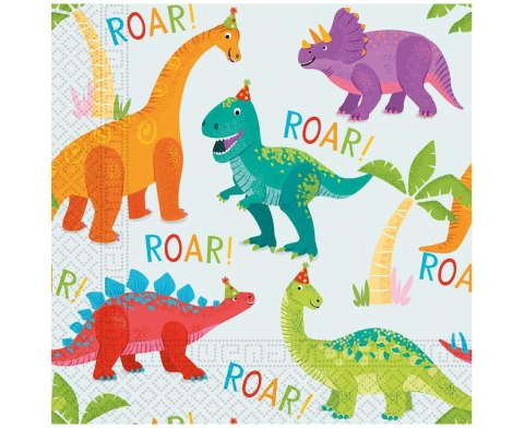 Serwetki papierowe impreza dinozaurów, Dino Party, 33cm, 20 szt.