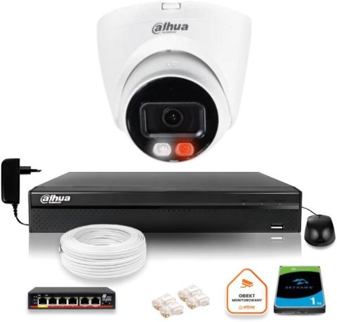 Zestaw monitoringu IP DAHUA 4Mpx 2K kamera IPC-HDW1439V-A-IL z dyskiem 1TB