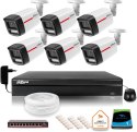 Zestaw monitoringu IP DAHUA 6 kamer zewnętrznych LED 50m WizColor 2K