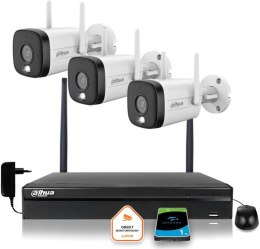 Zestaw monitoringu IP Dahua 3 Kamery WI-FI 3MPxsmart podwójne oświetlenie LED IR do 30m
