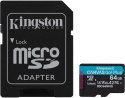 Karta pamięci microSD 64GB Kingston CanvasGo! Plus 200MB/s A2 U3 V30 + adapter