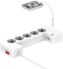 LISTWA ANTYPRZEPIĘCIOWA Z ZABEZPIECZENIEM Energizer 5x SCHUKO 2x USB-A 1x USB-C 2500W 10A KABEL 2M MAGNETIC