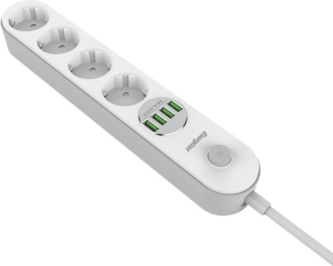 LISTWA ZASILAJĄCA Z WYŁĄCZNIKIEM Energizer 4x SCHUKO 4x USB-A 2500W 10A KABEL 2M
