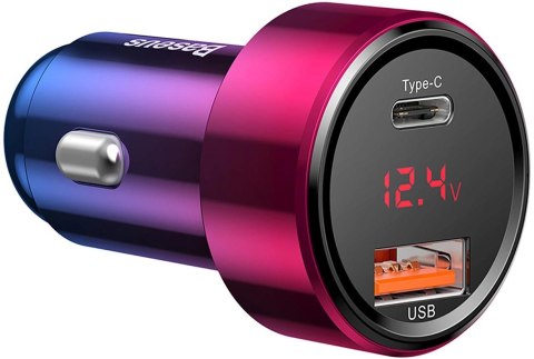 Ładowarka samochodowa Baseus Magic Series PPS USB-C/USB-A 45W różowo-niebieska