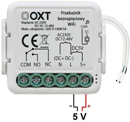 Moduł OXT mini przekaźnik beznapięciowy AC 230V DC 5V 12-48V WiFi TUYA