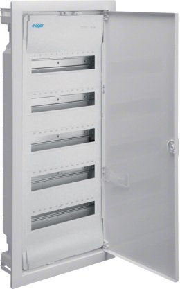 Rozdzielnica podtynkowa z drzwiami metalowymi, 5 rzędów, 60 modułów, IP30, HAGER Volta VU60NC