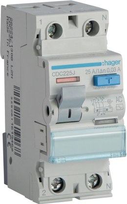 Wyłącznik różnicowoprądowy 1P+N 25A 30mA 6kA AC HAGER CDC225J