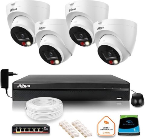 ZESTAW 4 Kamer IP Dahua 8mpx IPC-HDW1839T-A-IL-0280B-S6 + DYSK