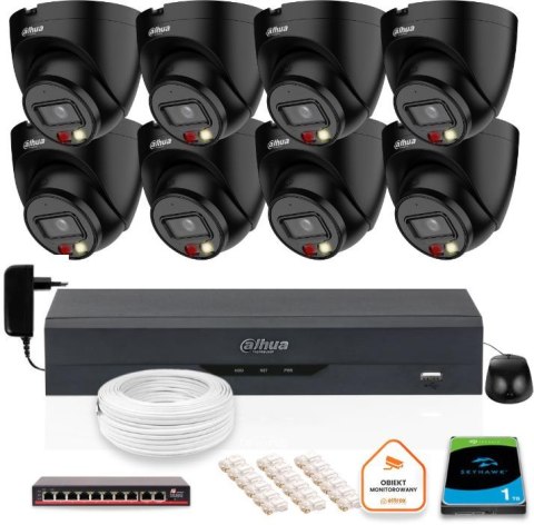 ZESTAW 8 Kamer IP Dahua 4mpx IPC-HDW1439V-A-IL-BLACK + DYSK