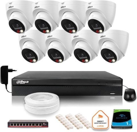 ZESTAW 8 Kamer IP Dahua 8mpx IPC-HDW1839T-A-IL-0280B-S6 + DYSK