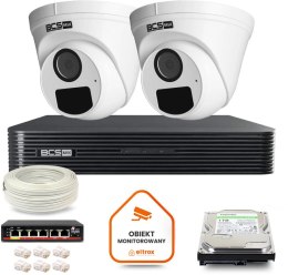 Zestaw monitoringu IP BCS Basic 2x Kamera BCS-B-EIP15FR3(2.0) Rejestrator z dyskiem