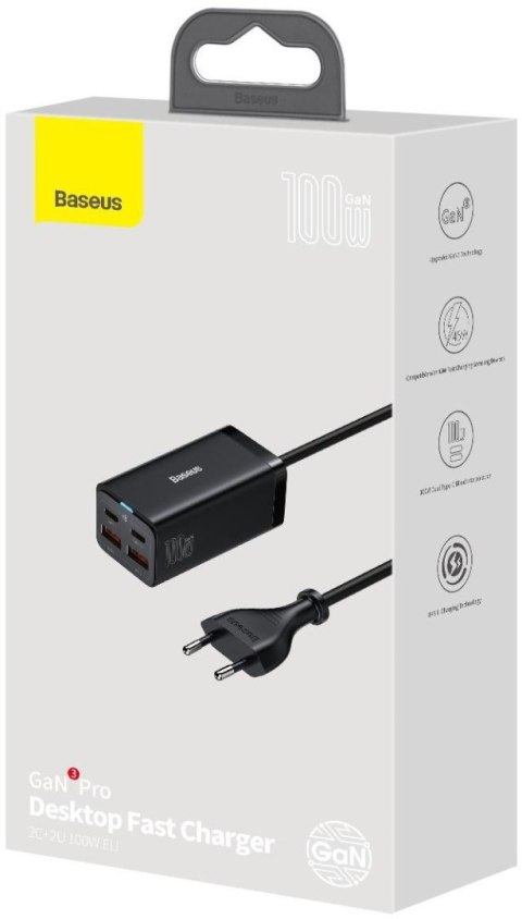 ŁADOWARKA SIECIOWA Baseus GaN 3 Pro Desktop Fast Charger CCGP000101 100W 2x USB-A 2x USB-C PD 3.0 QC 4.0+