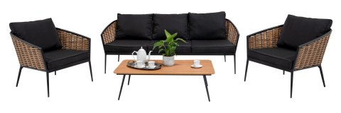 Duży Zestaw Mebli Ogrodowych Aluminiowe Sofa + Dwa Fotele + Stolik