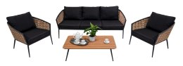 Duży Zestaw Mebli Ogrodowych Aluminiowe Sofa + Dwa Fotele + Stolik