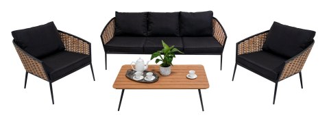 Duży Zestaw Mebli Ogrodowych Aluminiowe Sofa + Dwa Fotele + Stolik